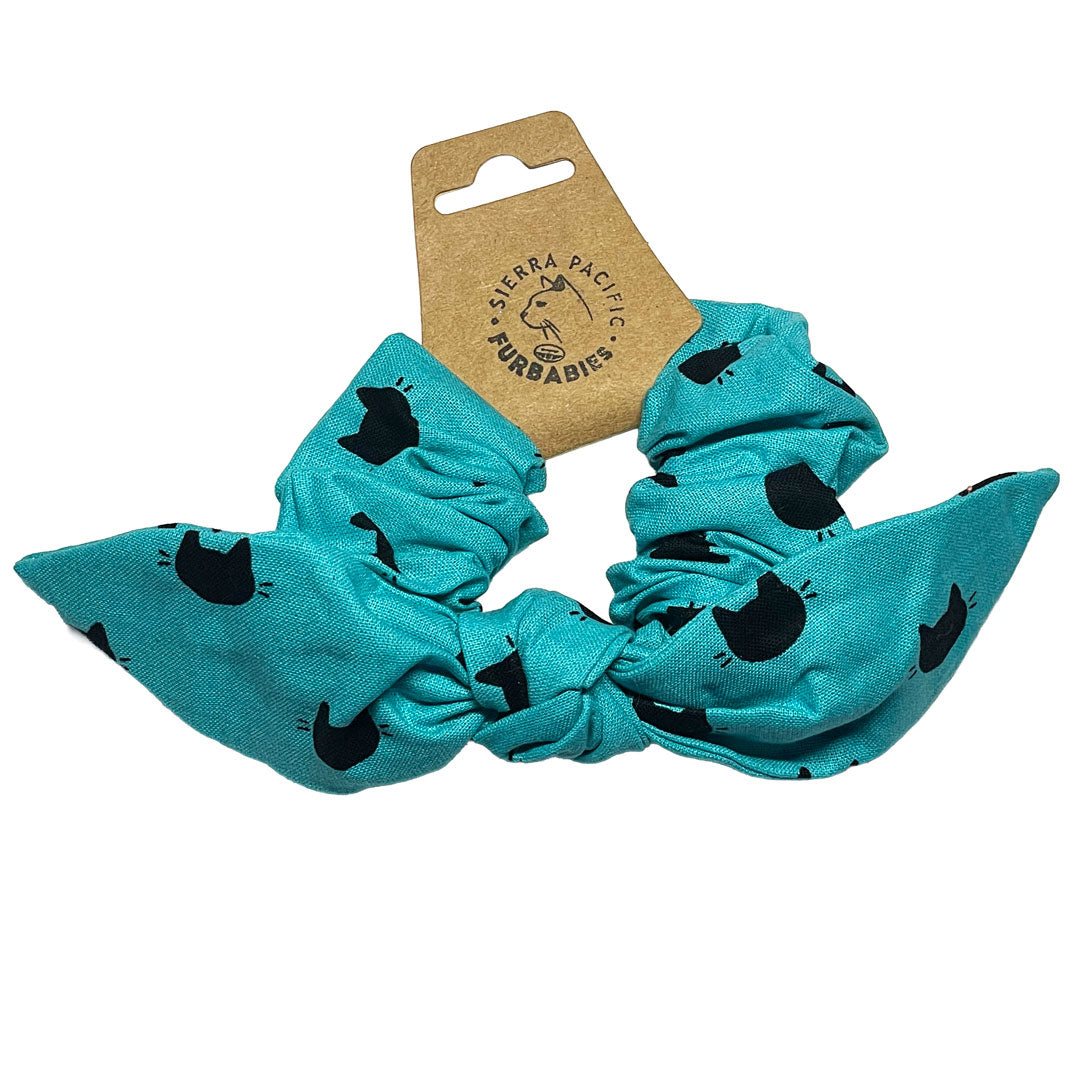 Blue & Black Kitties Hair Scrunchie