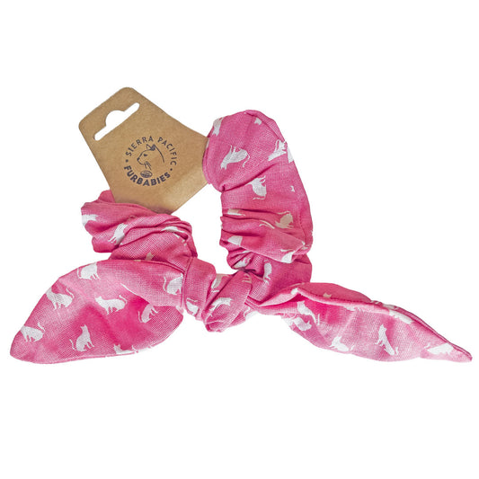 Pink & White Cats Hair Scrunchie